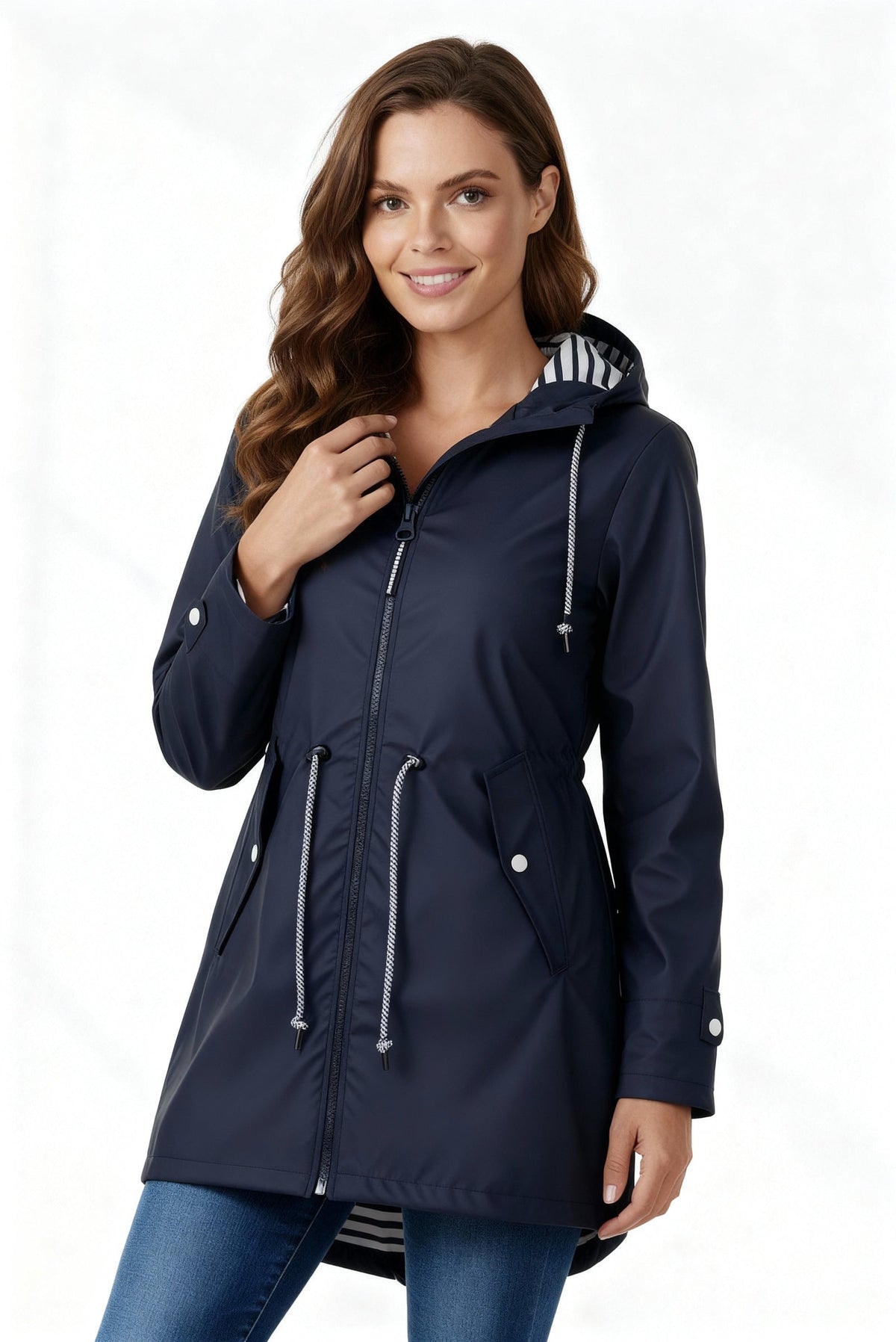 Rivella - Hooded Drawstring Rain Jacket Spring Showers Wear — view 2 of 10