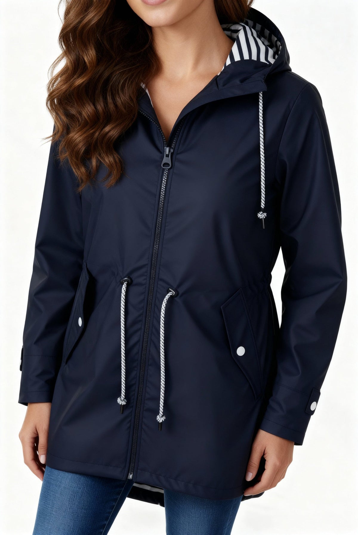 Rivella - Hooded Drawstring Rain Jacket Spring Showers Wear — view 4 of 10