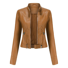 Vionelle - Cropped Zip-Up Moto Jacket Transitional Layering — view 2 of 6