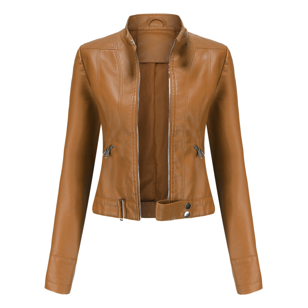 Vionelle - Cropped Zip-Up Moto Jacket Transitional Layering — view 2 of 6
