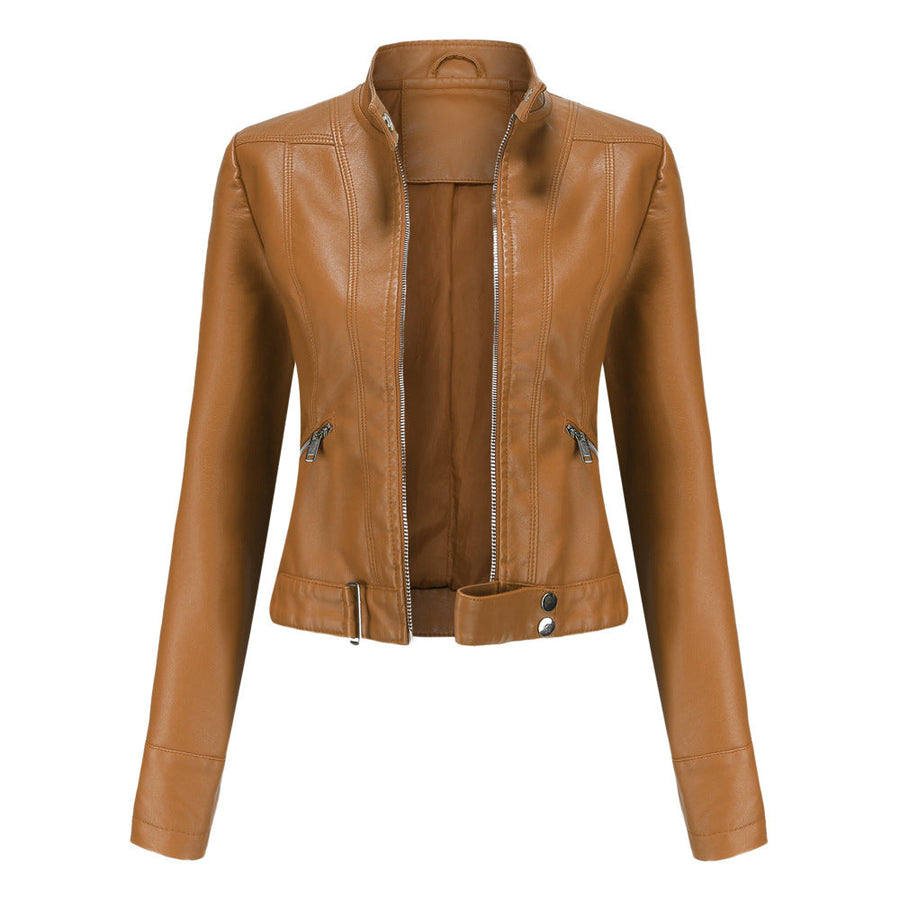 Vionelle - Cropped Zip-Up Moto Jacket Transitional Layering — view 2 of 6
