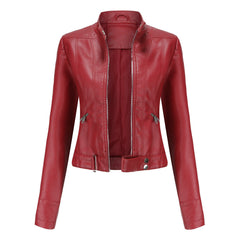 Vionelle - Cropped Zip-Up Moto Jacket Transitional Layering — view 5 of 6