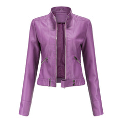 Vionelle - Cropped Zip-Up Moto Jacket Transitional Layering — view 6 of 6