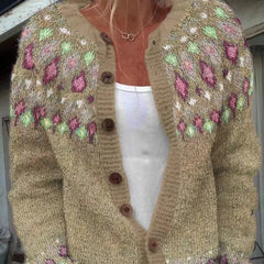 Fairwynn - Fair Isle Yoke Button Front Cardigan Casual Layering — view 2 of 7