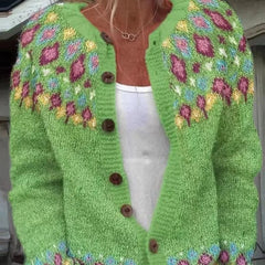 Fairwynn - Fair Isle Yoke Button Front Cardigan Casual Layering — view 4 of 7