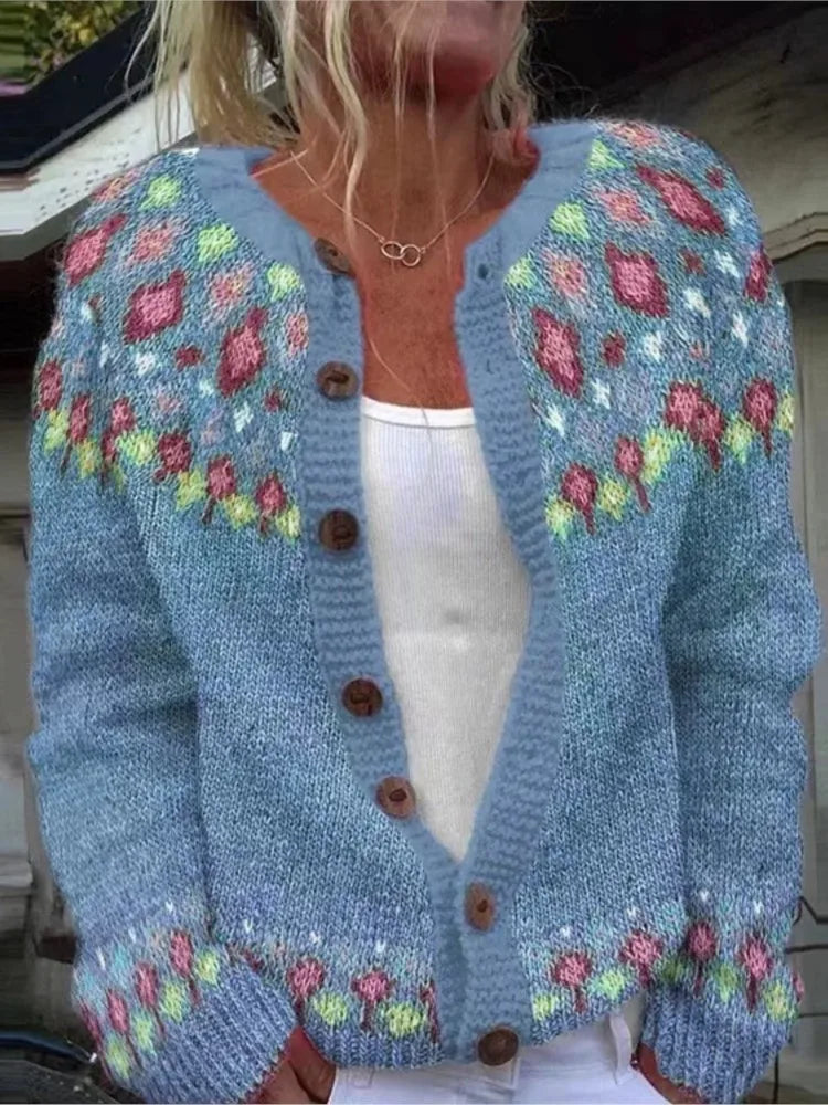 Fairwynn - Fair Isle Yoke Button Front Cardigan Casual Layering — view 5 of 7