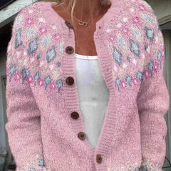 Fairwynn - Fair Isle Yoke Button Front Cardigan Casual Layering — view 6 of 7