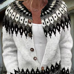 Fairwynn - Fair Isle Yoke Button Front Cardigan Casual Layering — view 7 of 7