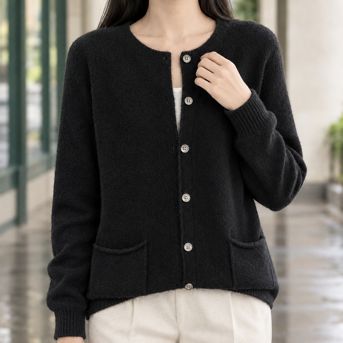 Farelle - Button-Front Knit Cardigan Smart Casual Layering — view 2 of 6