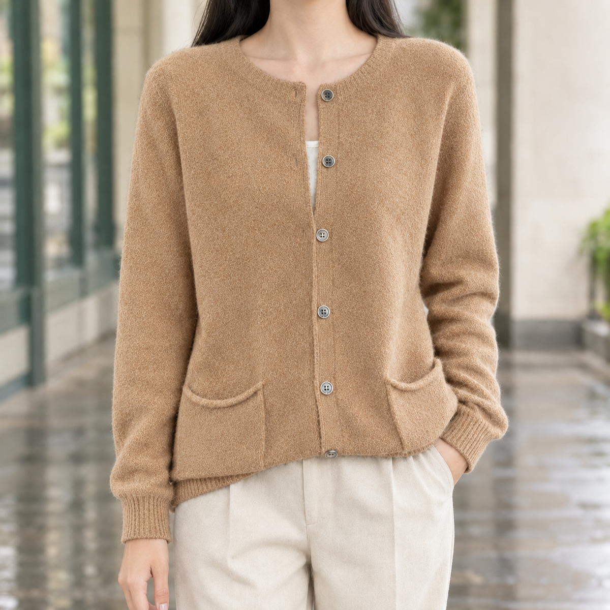 Farelle - Button-Front Knit Cardigan Smart Casual Layering — view 3 of 6
