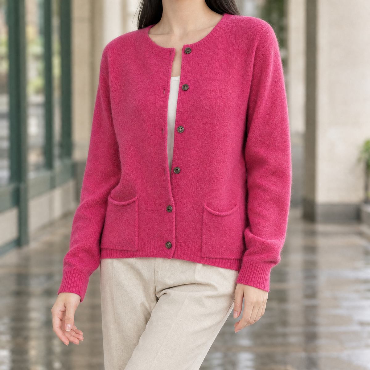 Farelle - Button-Front Knit Cardigan Smart Casual Layering — view 5 of 6