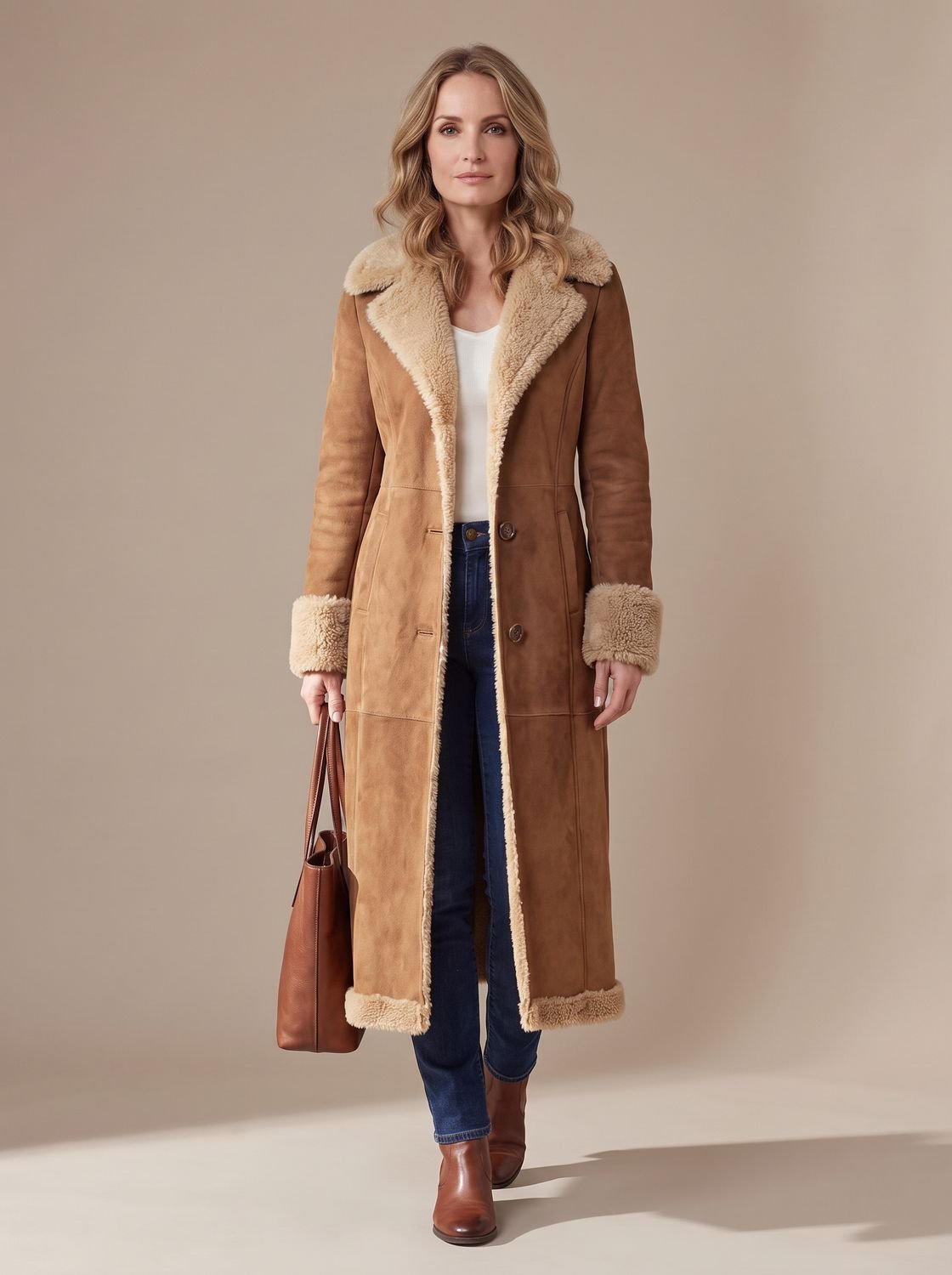 Faurelle - Shearling Lined Faux Fur Coat Cold Weather Commuting