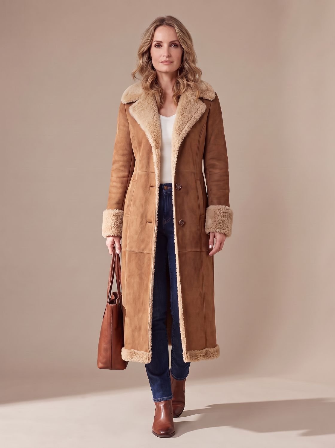 Faurelle - Shearling Lined Faux Fur Coat Cold Weather Commuting — view 2 of 6
