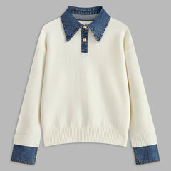 Fauxelle - Layered Lapel Panel Knit Sweater — view 10 of 10