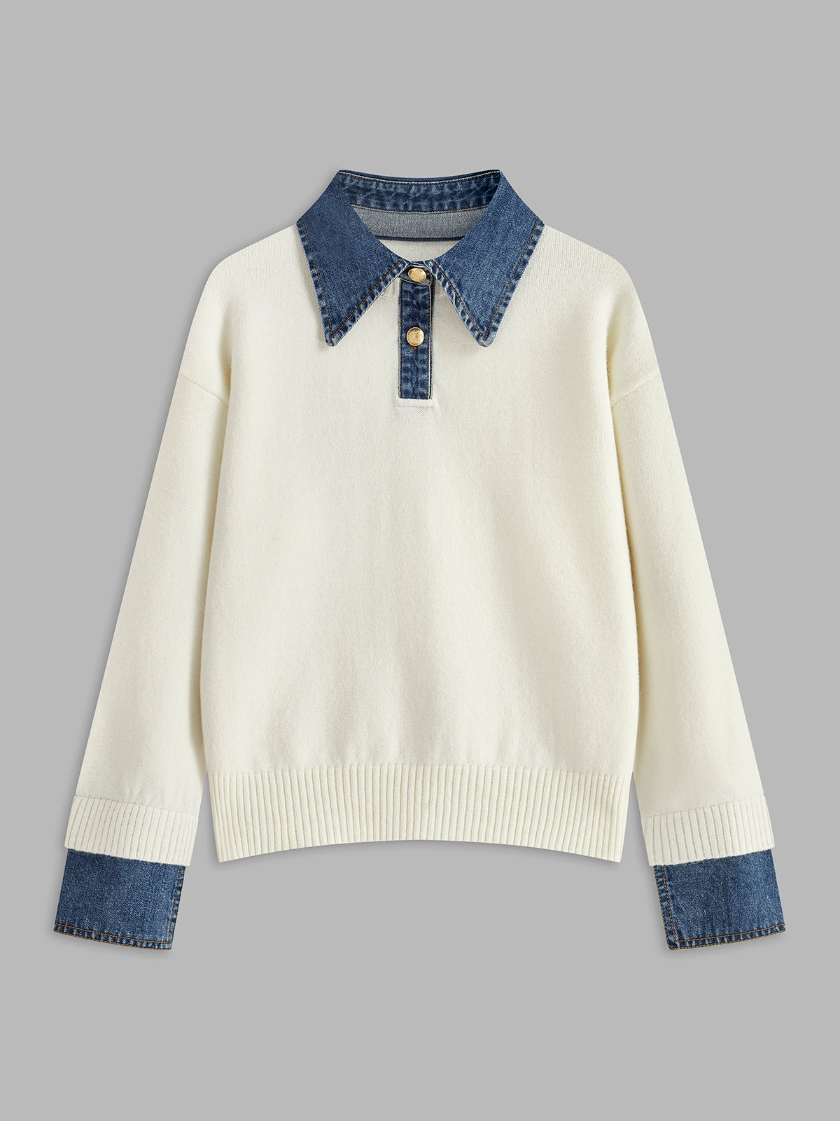 Fauxelle - Layered Lapel Panel Knit Sweater — view 10 of 10