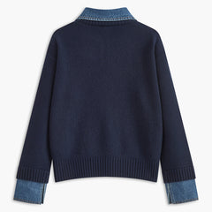 Fauxelle - Layered Lapel Panel Knit Sweater — view 3 of 10