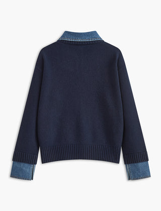 Fauxelle - Layered Lapel Panel Knit Sweater — view 3 of 10