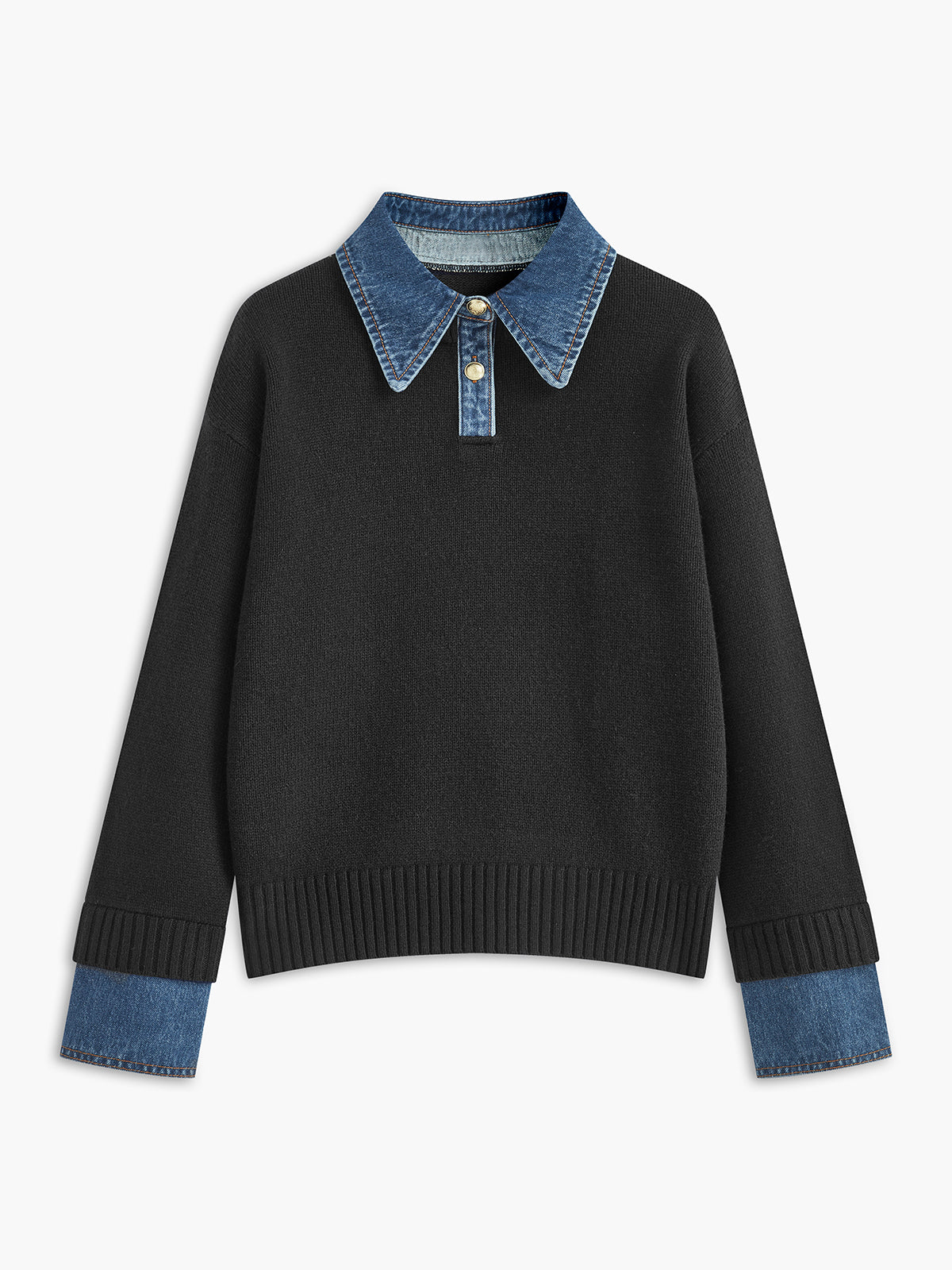 Fauxelle - Layered Lapel Panel Knit Sweater — view 6 of 10
