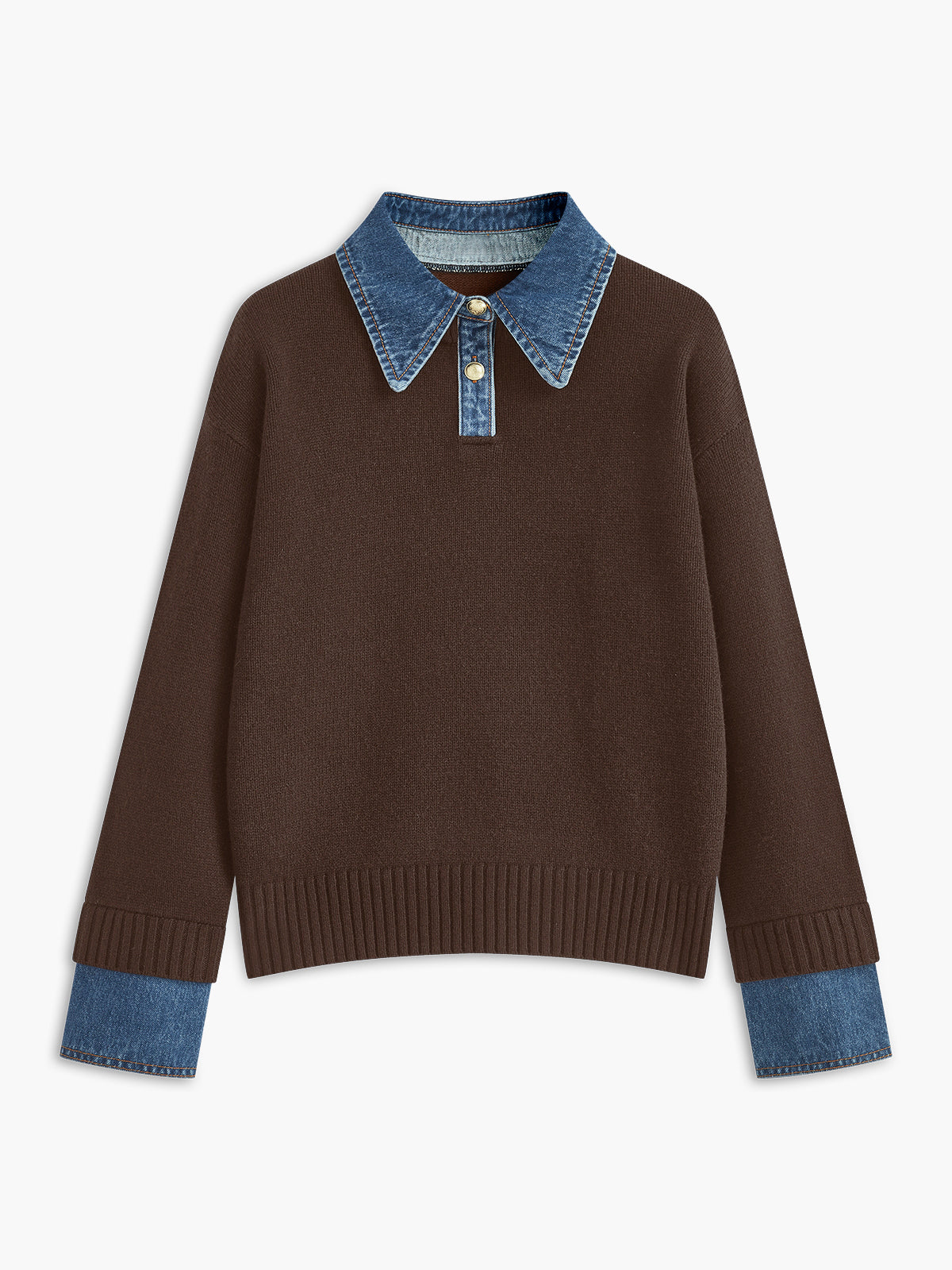 Fauxelle - Layered Lapel Panel Knit Sweater — view 8 of 10