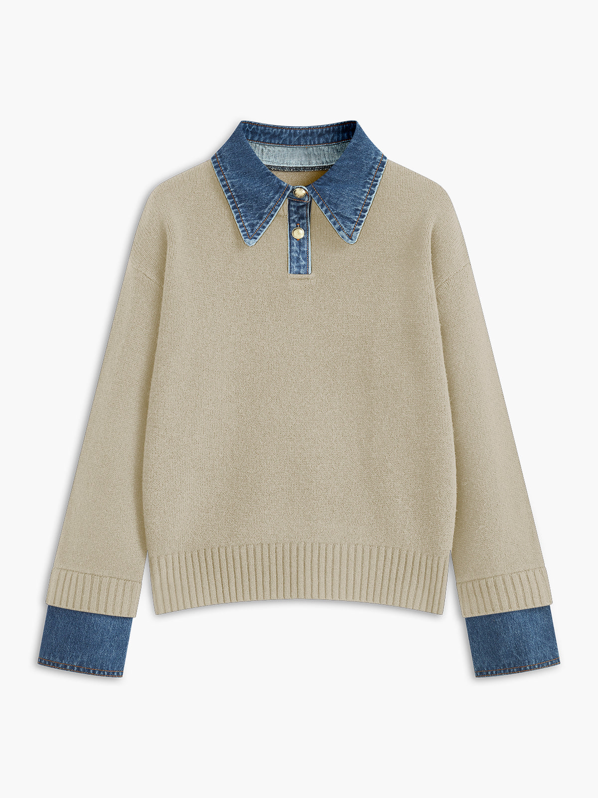 Fauxelle - Layered Lapel Panel Knit Sweater — view 9 of 10