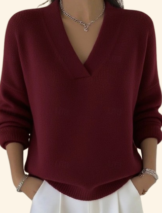 Fenlora - V-Neck Long Sleeve Knit Sweater Layering