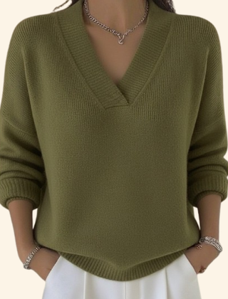 Fenlora - V-Neck Long Sleeve Knit Sweater Layering — view 3 of 5