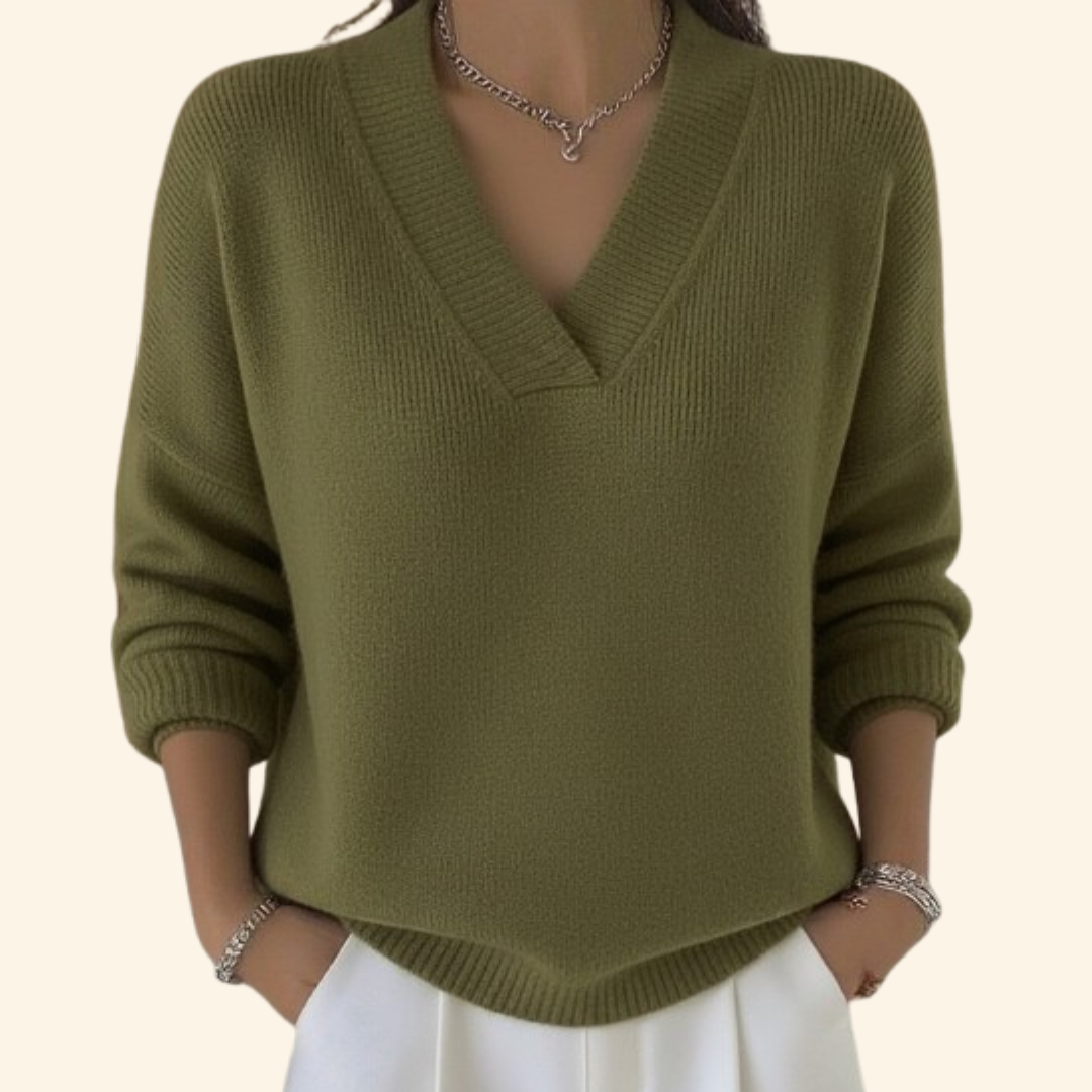 Fenlora - V-Neck Long Sleeve Knit Sweater Layering — view 3 of 5
