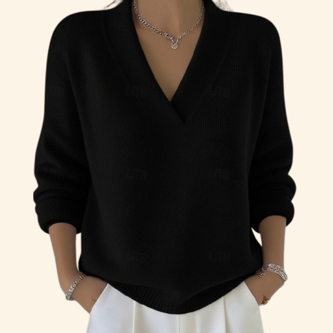 Fenlora - V-Neck Long Sleeve Knit Sweater Layering — view 4 of 5