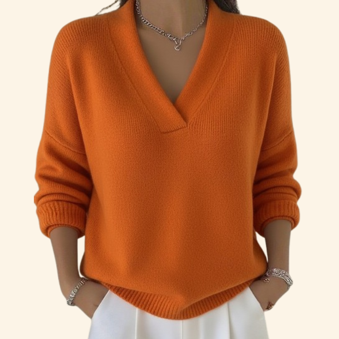 Fenlora - V-Neck Long Sleeve Knit Sweater Layering — view 5 of 5