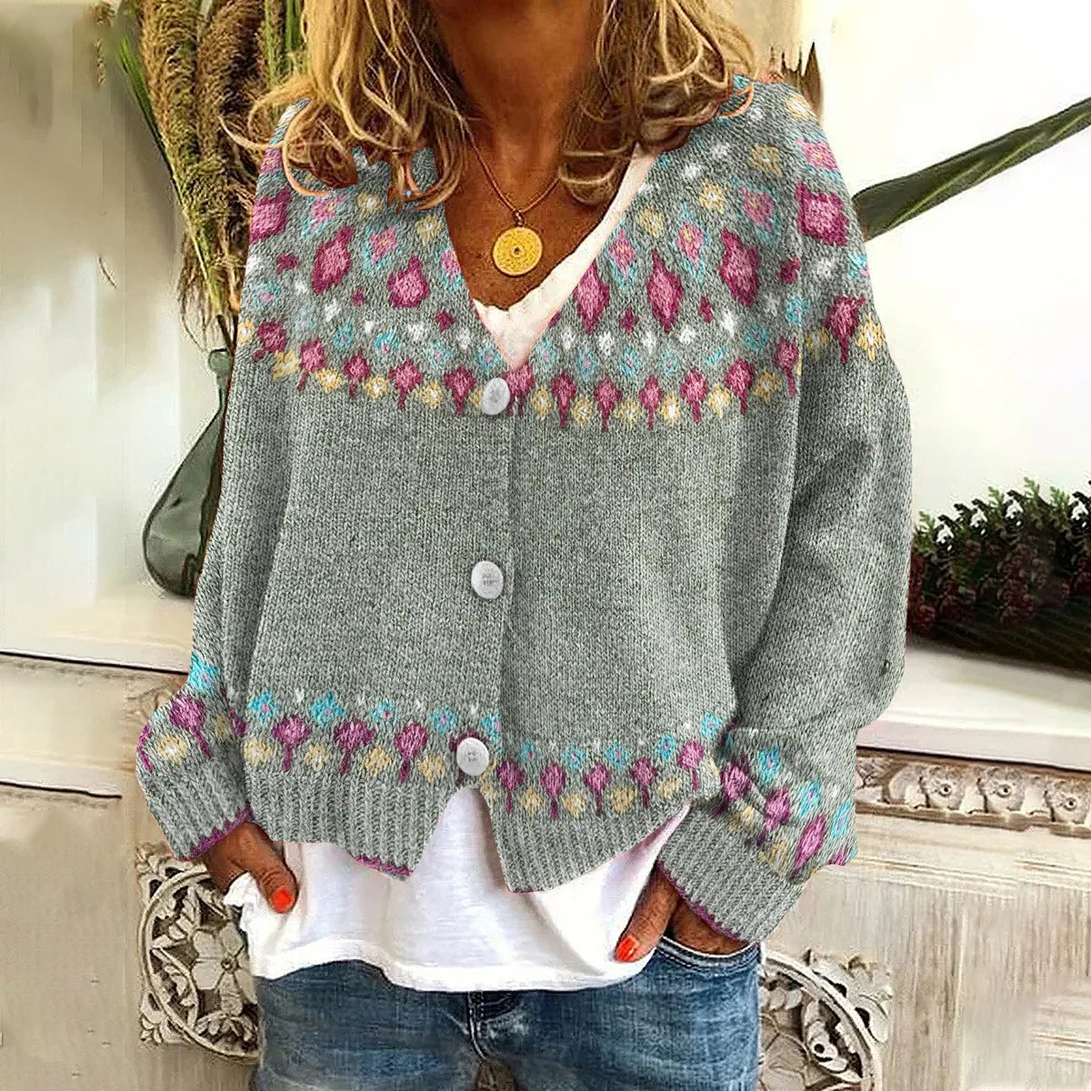 Fenlow - Button Front Knit Cardigan Everyday Layering — view 3 of 4