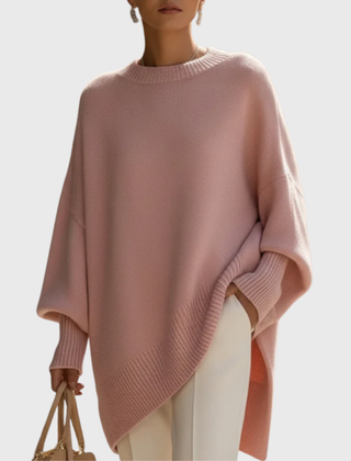 Fennora - Asymmetric Hem Poncho Sweater Autumn Layering — view 2 of 8