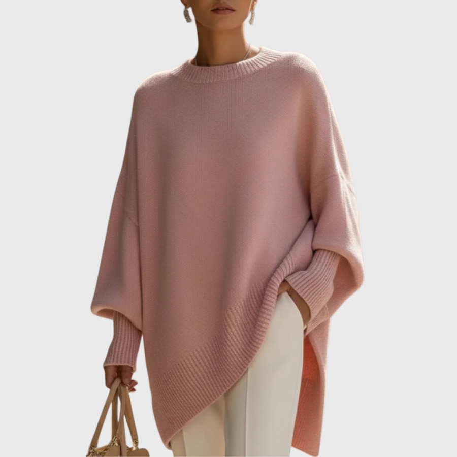 Fennora - Asymmetric Hem Poncho Sweater Autumn Layering — view 2 of 8