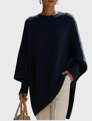 Fennora - Asymmetric Hem Poncho Sweater Autumn Layering — view 3 of 8
