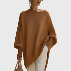 Fennora - Asymmetric Hem Poncho Sweater Autumn Layering — view 4 of 8