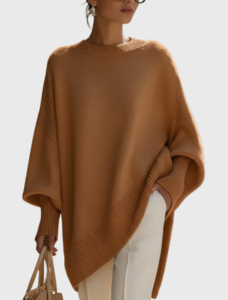 Fennora - Asymmetric Hem Poncho Sweater Autumn Layering — view 4 of 8