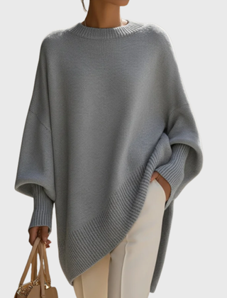 Fennora - Asymmetric Hem Poncho Sweater Autumn Layering — view 5 of 8