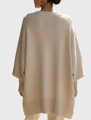 Fennora - Asymmetric Hem Poncho Sweater Autumn Layering — view 8 of 8