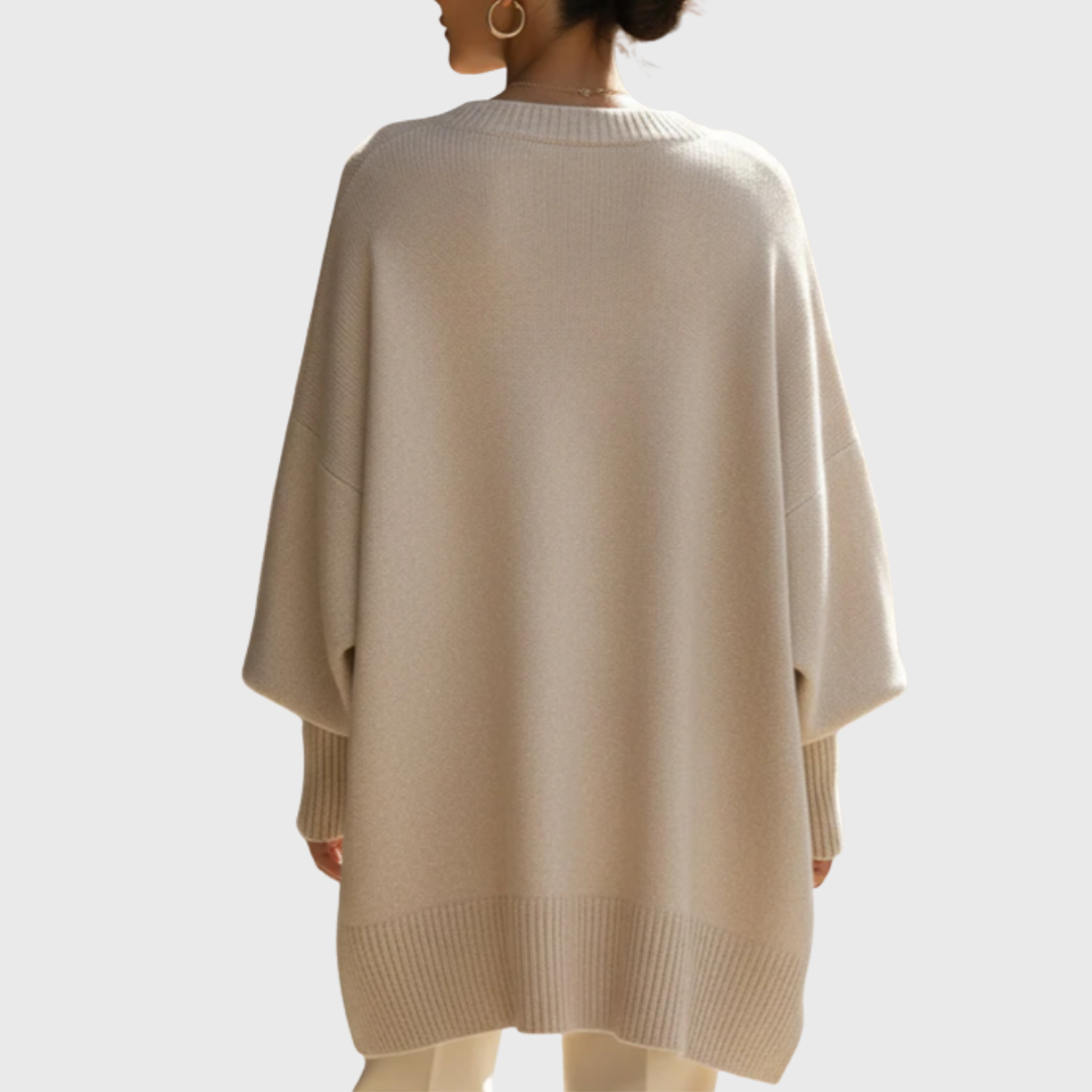 Fennora - Asymmetric Hem Poncho Sweater Autumn Layering — view 8 of 8