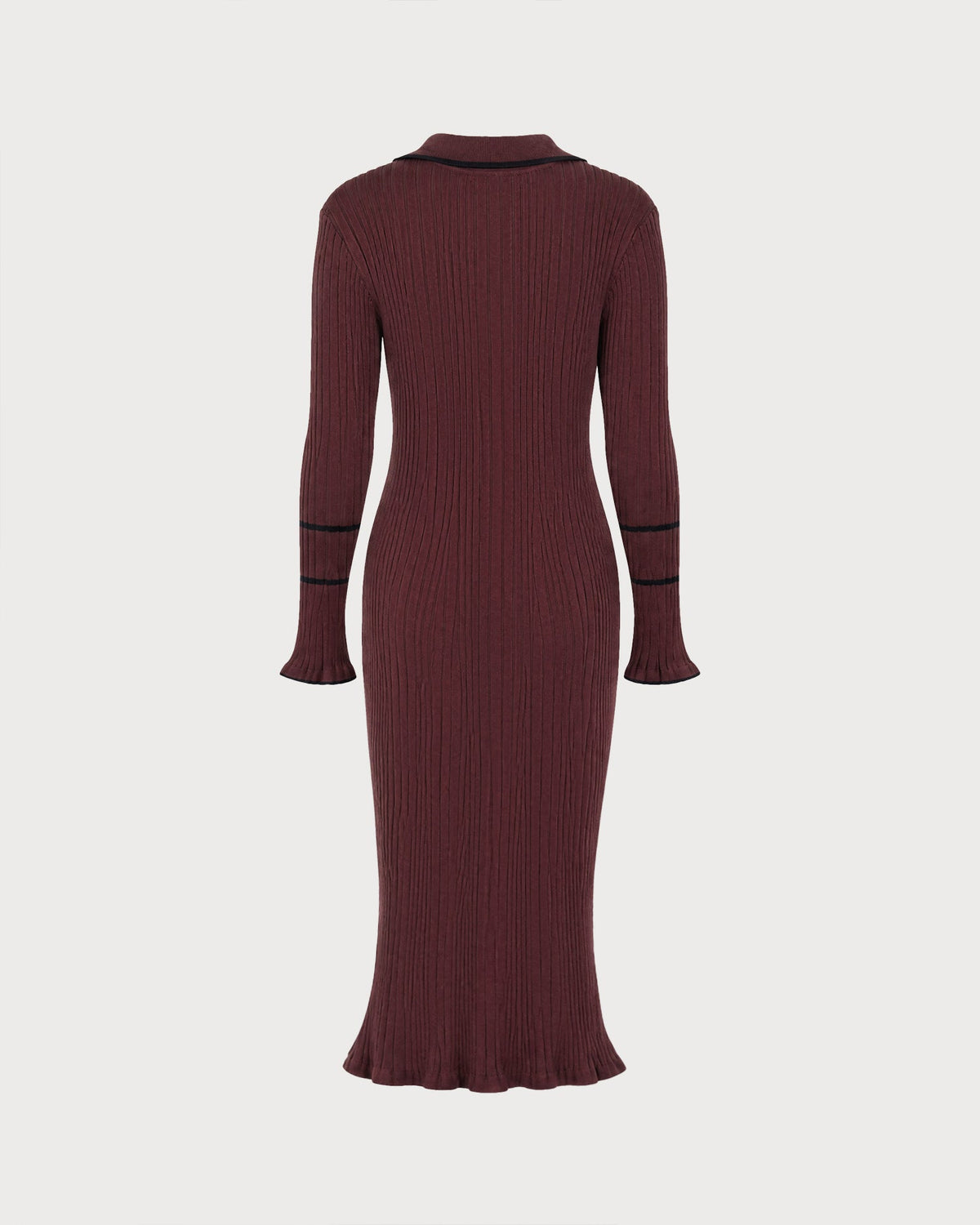 Fennwick - Contrast Collar Knit Tunic Dress For Autumn — view 4 of 5