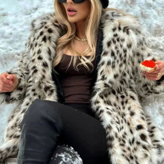 Ferosina - Faux Fur Leopard Print Coat Cold Weather Outings — view 2 of 7