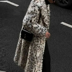 Ferosina - Faux Fur Leopard Print Coat Cold Weather Outings — view 3 of 7
