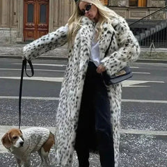 Ferosina - Faux Fur Leopard Print Coat Cold Weather Outings — view 5 of 7
