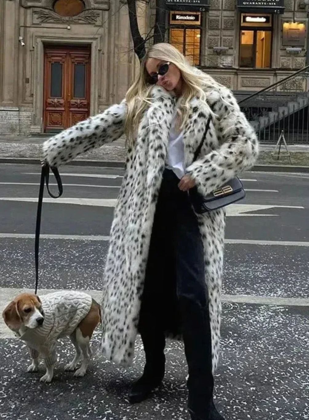Ferosina - Faux Fur Leopard Print Coat Cold Weather Outings — view 5 of 7