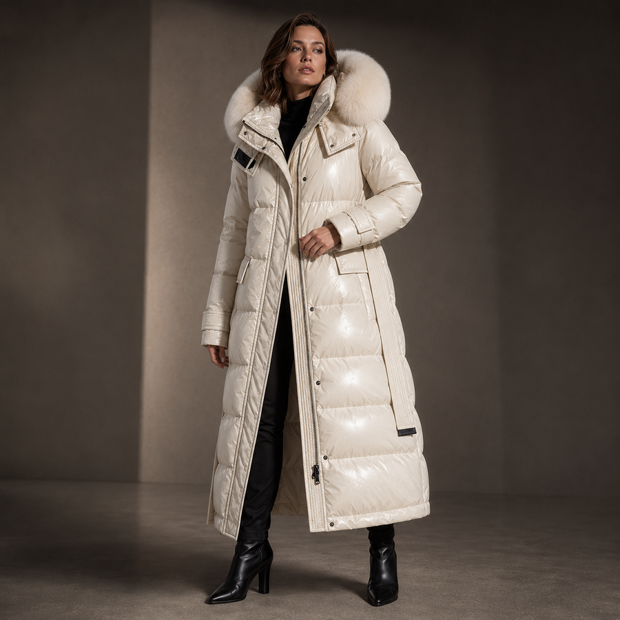 Frostavelle - Longline Faux Fur Hood Puffer Coat Winter Wear