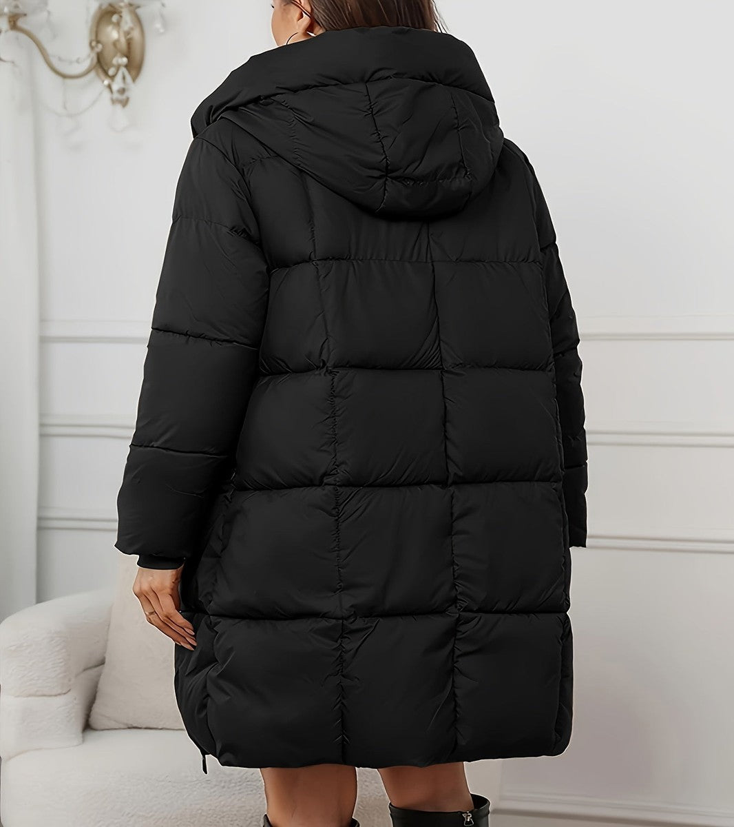 Frostena - Longline Quilted Puffer Coat Winter Outerwear — view 7 of 9