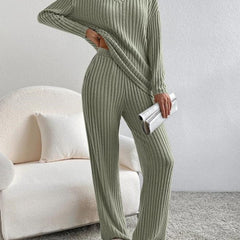 Ondrelle - V Neck Sweater Set Wide Leg Trousers — view 5 of 5