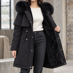 Halcyra - Hooded Longline Coat Winter Layering