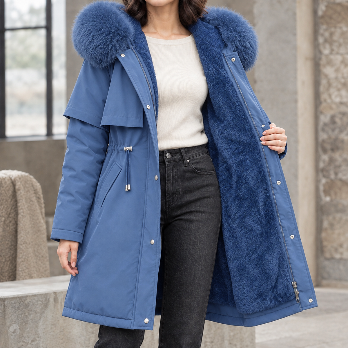 Halcyra - Hooded Longline Coat Winter Layering — view 6 of 7