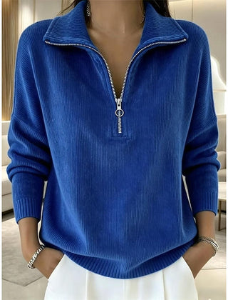 Halveric - Half-Zip Ribbed Knit Pullover Cold Weather Layering