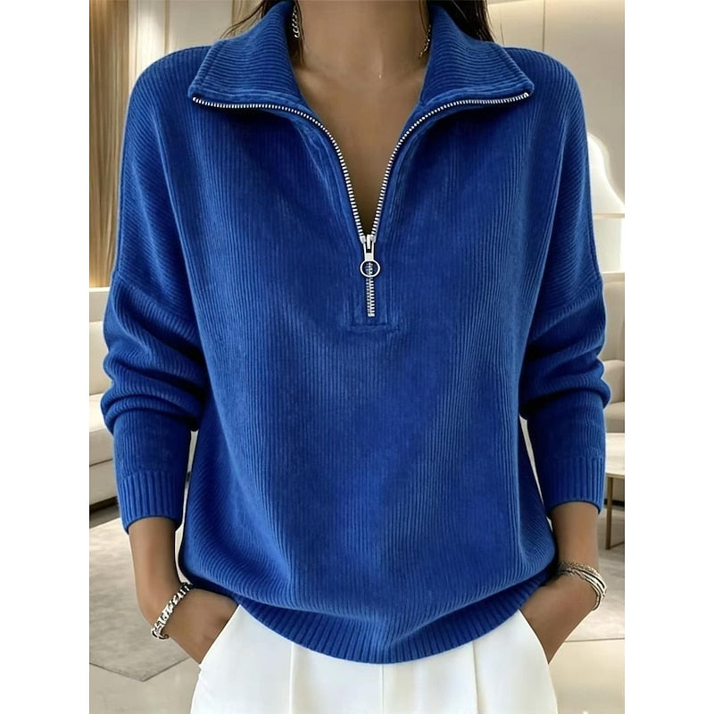 Halveric - Half-Zip Ribbed Knit Pullover Cold Weather Layering